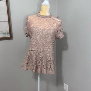 Love Fire Lace Peplum Shirt - sz XL